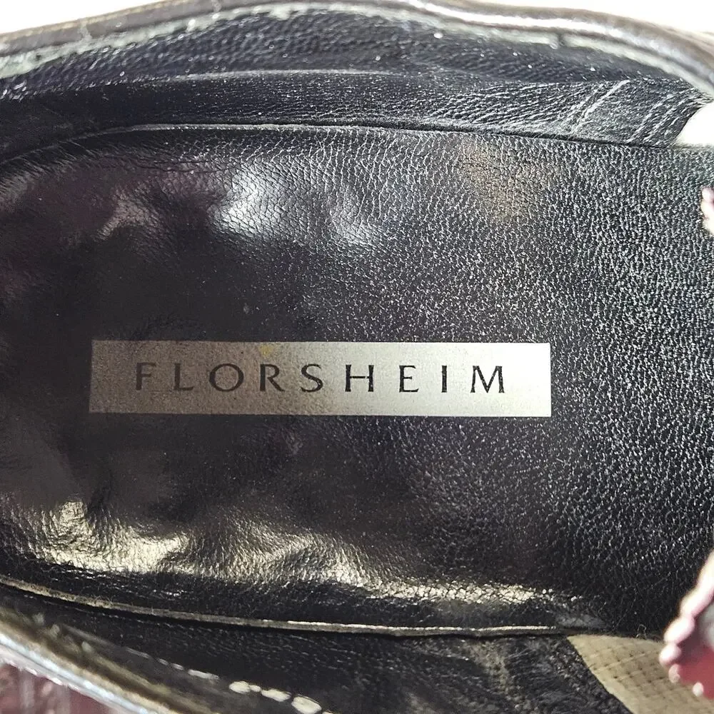 FLORSHEIM Men's Burgundy Leather Wingtip Brogue Oxford Dress Shoes US 11.5 D